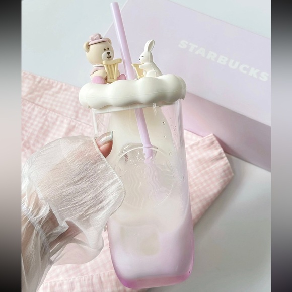 Starbucks China Garden Dance Purple Triangle Bottom 18oz Glass Cold Cup - Picture 5 of 6